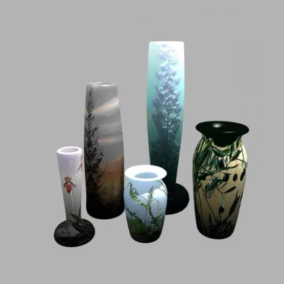 Contemporary Vase Carved Sculpture Style 3d model