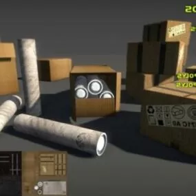Cardboard Box Set 3d model