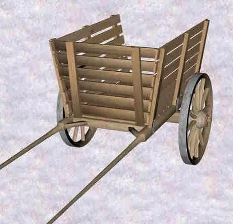 Vintage Cart On Wheel 3d model