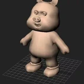 Little Pig Cartoon Character 3d model
