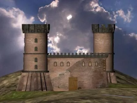 Castle Building With Grass Garden 3d model