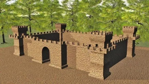 Medieval Castle With Warrior 3d model