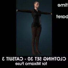Girl Character T Pose In Catsuit Clothing 3d model