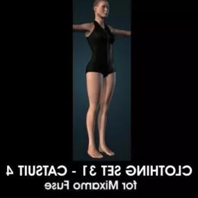 Short Catsuit Clothes With Beauty Girl 3d model