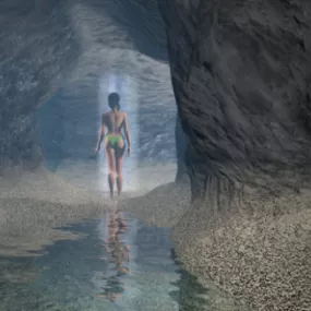 Waterfall Cave Landscape 3d model