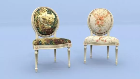 Modern White Chair With Thin Pad Seat 3d model