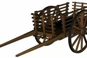 Vintage Wheels Wood Cart 3d model