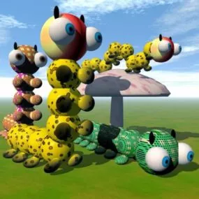 Caterpillar Cartoon Character 3d model
