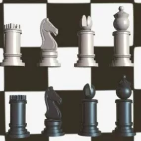 Black White Chess Pieces 3d model