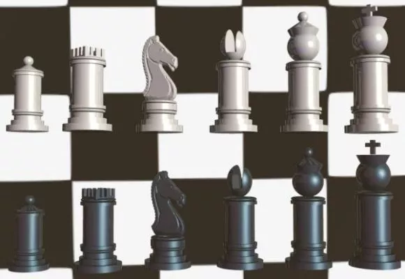 Chess Game Red Table 3d model
