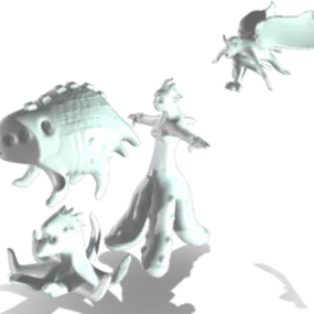 Sculpture Character With Animal 3d model