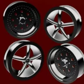 Chrome Rims For Car 3d model