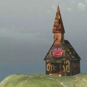 Country Church Village Building 3d model