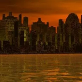 Cityscape At Sunrise 3d model