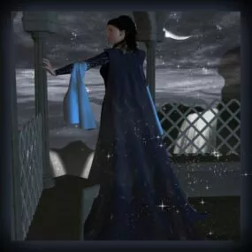 Woman Character In Night Sky 3d model