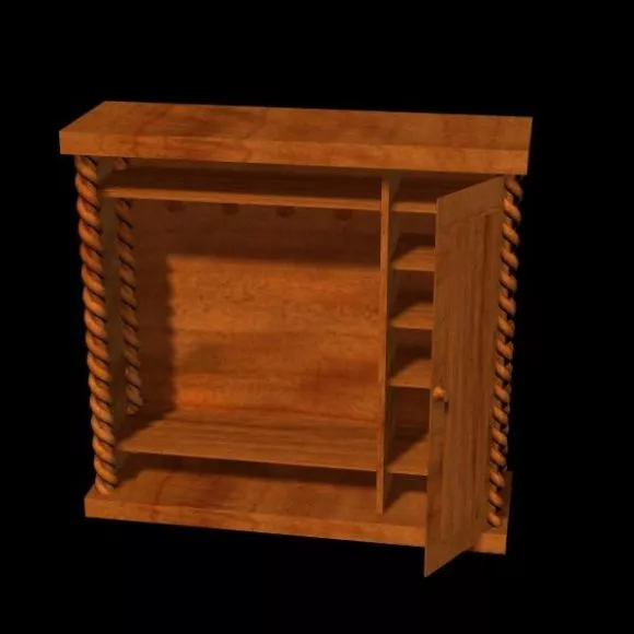 Modern Wine Cabinet Shelf With Counter Combined 3d model