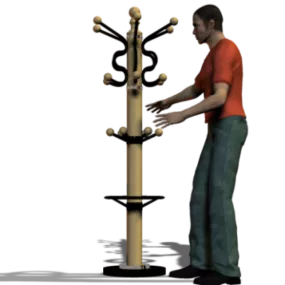 Coat Rack With Man Character 3d model