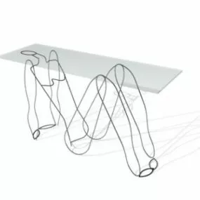 Coffee Table Glass Top Wire Leg 3d model