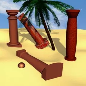 Greek Column Damage Ancient Architecture 3d model