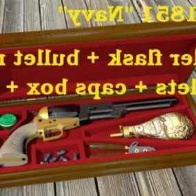 Vintage Colt Gun With Case Accessories 3d model
