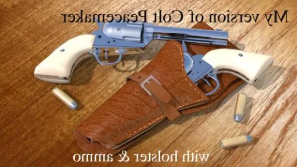 Gun Colt Peacemaker In Leather Case 3d model Gun Colt Peacemaker In Leather Case 3d model
