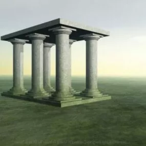 Greek Temple Building Columns 3d model