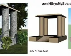 Stone Pergola Structure Vintage Style 3d model