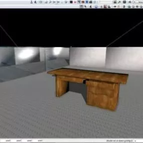 Computer Desk Antique Wooden Table 3d model