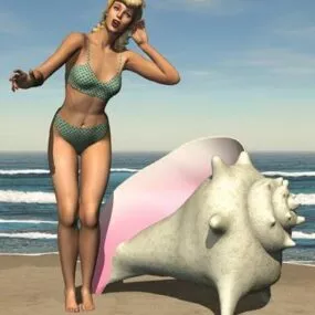 Bikini Girl On Beach 3d model