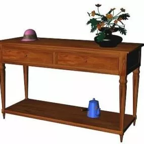 Console Table With Flower Pot 3d model