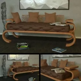 Contemporary Sofa Curved Leg 3d model