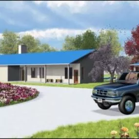 Contemporary House With Landscape 3d model