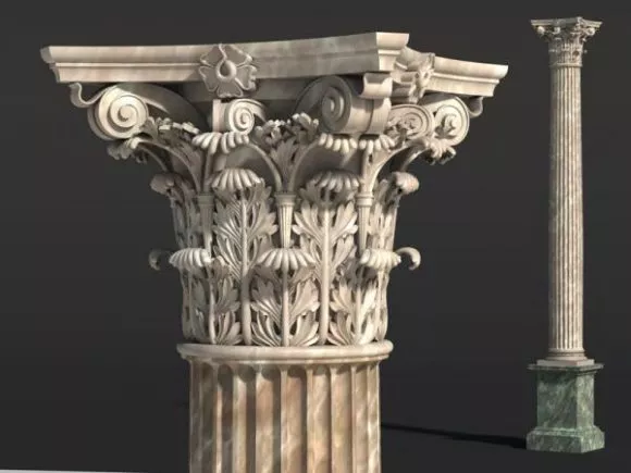 European Corner Column Base 3d model
