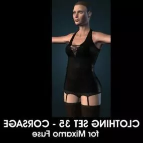 Corsage Clothes Girl Character 3d model