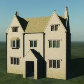 Vintage British House Building 3d model