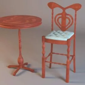 Counter Table With Bar Stool 3d model