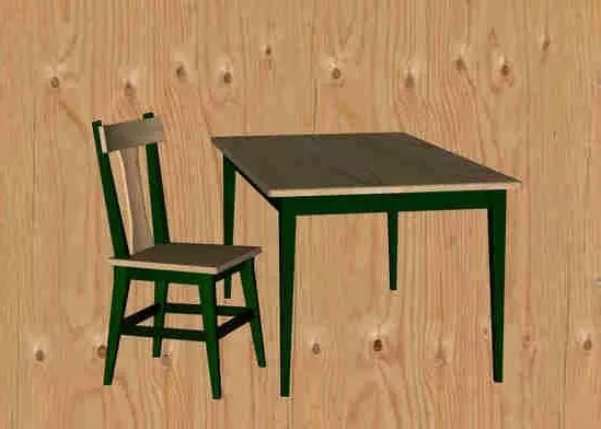 Office Table With Chair And Table Lamp 3d model