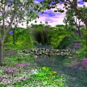 Creek In Forest Landscape 3d model
