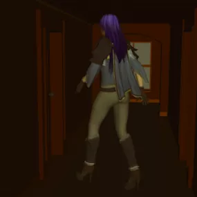 Creepy Hallway With Travel Character 3d model