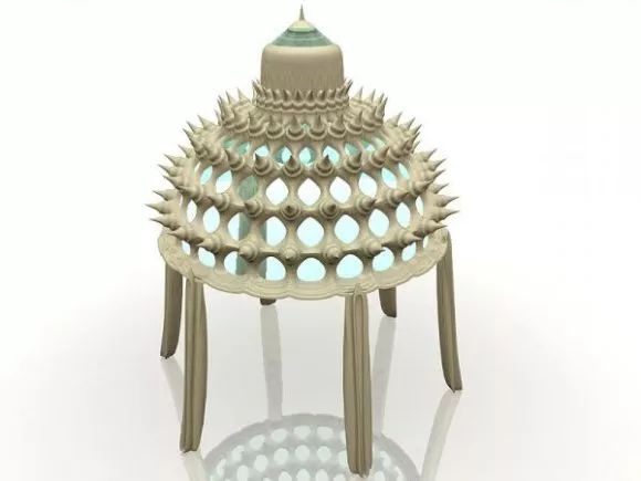 Square Pavilion With Textile Curtain 3d model