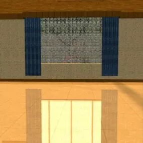 Japanese Curtains In Room 3d model