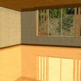 Curtain In Old Room 3d model