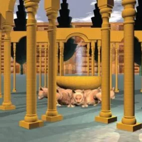 Ancient Wood Temple Building 3d model