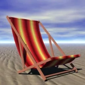 Deck Chair On Beach 3d model