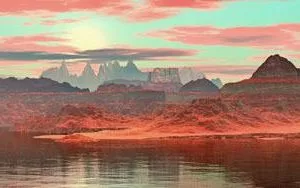 Sunset Landscape With Red Sky 3d model