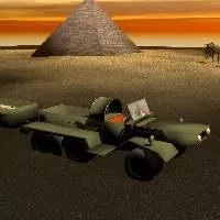 Tractor On Desert With Pyramid 3d model
