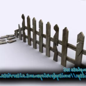 Destroyed Wood Fence 3d model