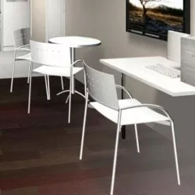 Dining Table Chair White Color 3d model