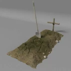 Dig Grave With Cross 3d model