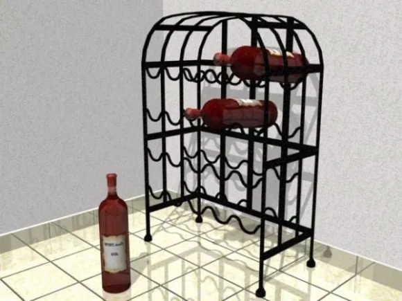 Curved Rack Shelf With Drawers 3d model